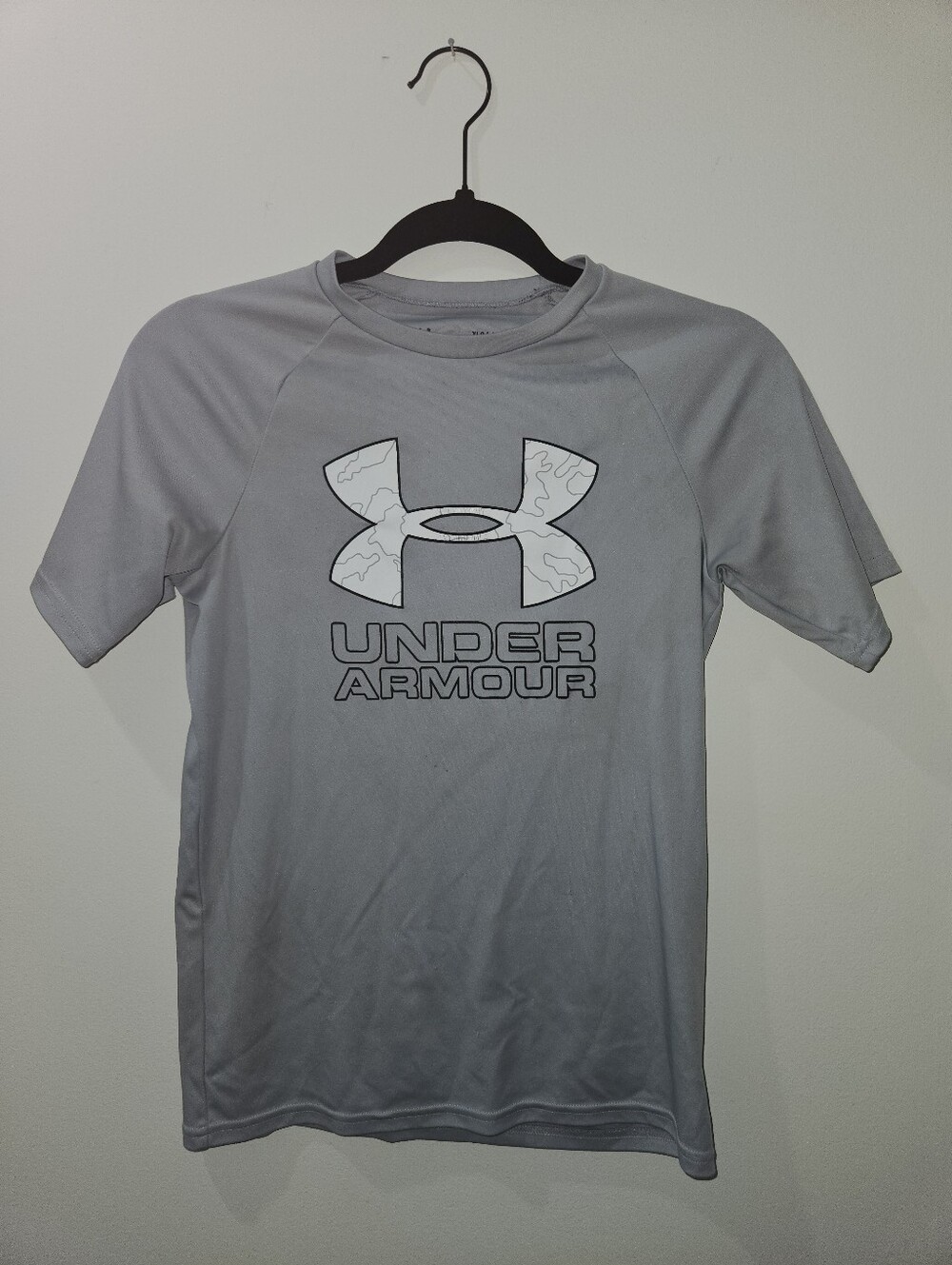 Under Armour,  Boys Size YLG, Good Condition, Grey And White